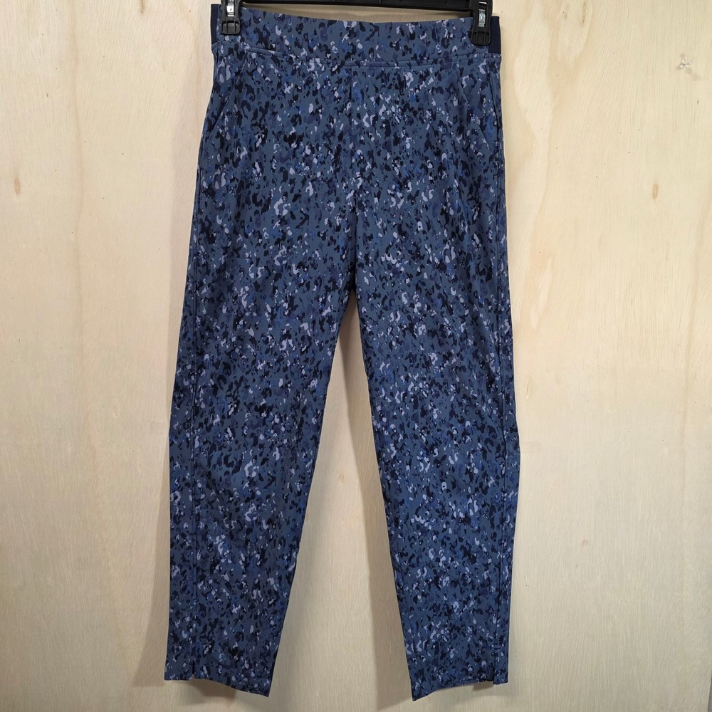 Athleta Brooklyn Ankle Pant Blue Abstract Camo Print Tapered Trousers 6